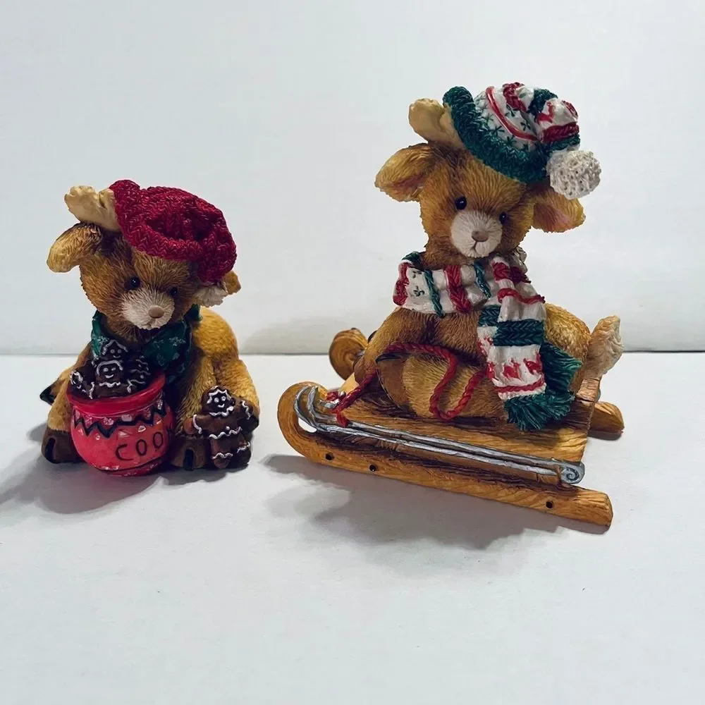 Santa's Special DEERlivery 1994 set of two‎ (2) vintage figurines.